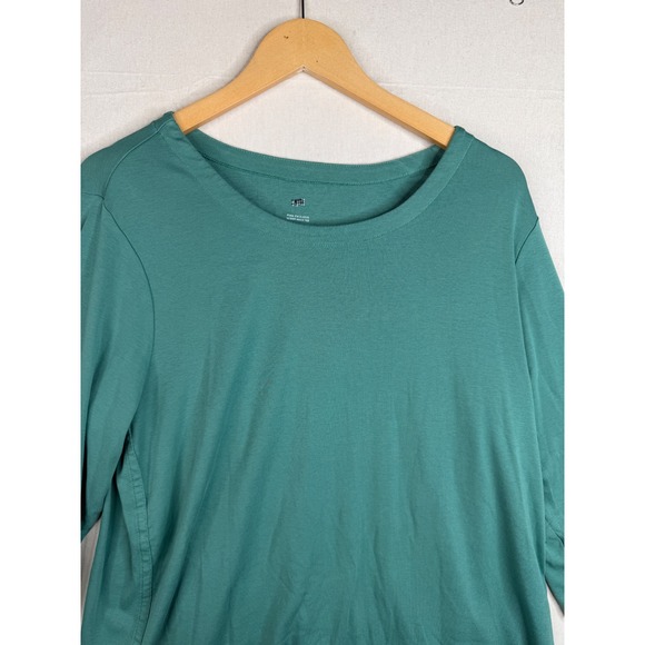 J. Jill Pima 3/4 Sleeve Scoop Neck Tee size 2X Green - Picture 3 of 6